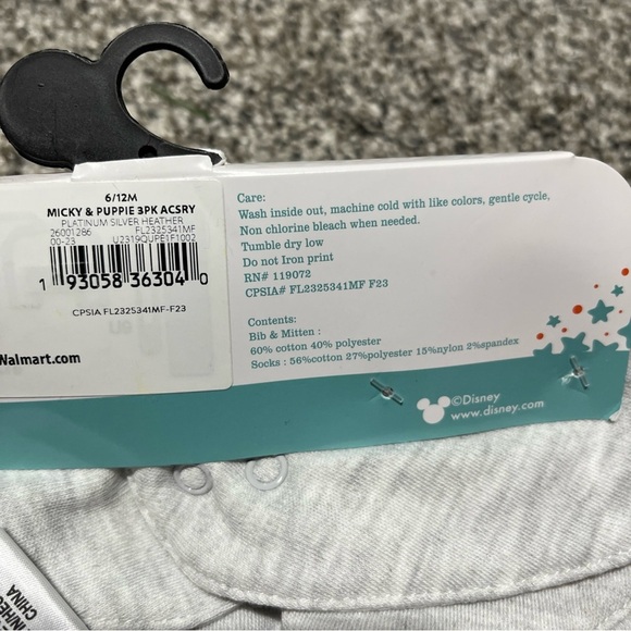 Mickey Mouse Infant Bib, Socks and Mittens Set, 3-Piece, Snap Bib Closure - Picture 4 of 7